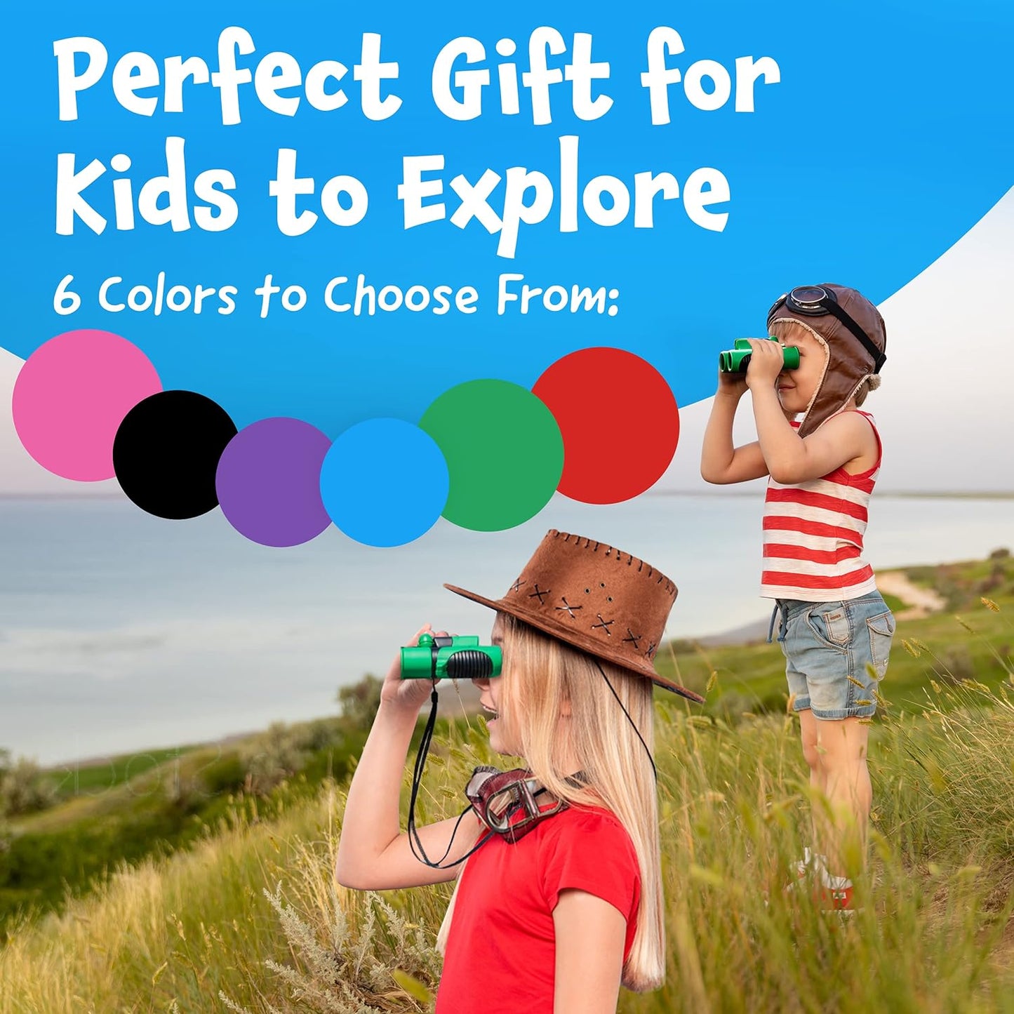 Think Peak - Binoculars for Kids Ages 4-8 - Outdoor Sports - Educational Adventure - 8X21 Compact - Nature Exploration Bird Watching - Green