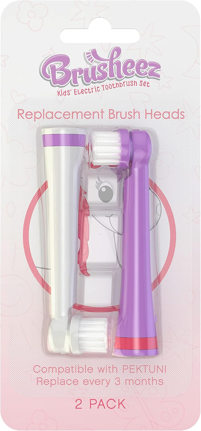 Electronic Toothbrush Replacement Brush Heads 2 Pack (Sparkle the Unicorn)