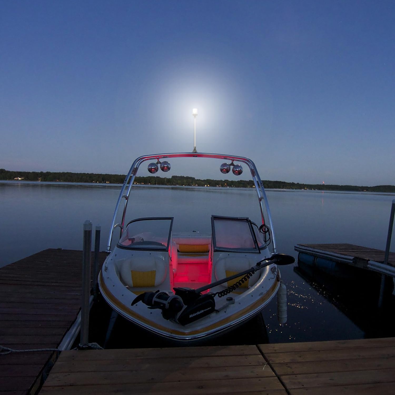 Boat Anchor Light 3-Nautical Mile White LED Fold down Stern Light for Pontoon and Fishing Boat All round 360° White LED 12-24V (9" Foldable)