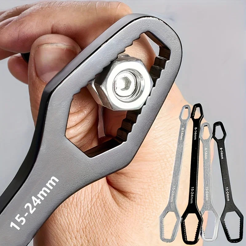 1Pc Universal Double Ended Wrench, Self-Tightening Screw Nuts Repair Wrench, Double-Headed Ratchet Spanner, Adjustable