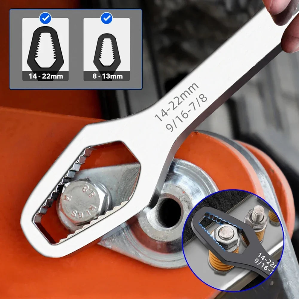 1Pc Universal Double Ended Wrench, Self-Tightening Screw Nuts Repair Wrench, Double-Headed Ratchet Spanner, Adjustable