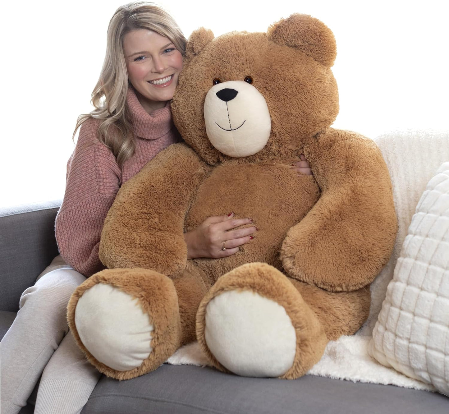 Giant Teddy Bear – 4 FT, 48" Large Plush Toy, Giant Stuffed Animal, Soft Brown Bear Gift for Girlfriend, Wife, Anniversary or Birthday – Crafted in the USA