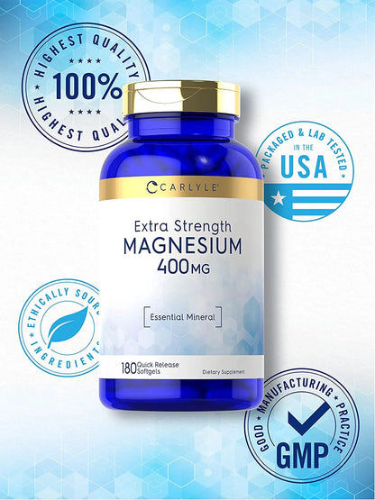 Extra Strength Magnesium | 400 Mg | 180 Softgels | by