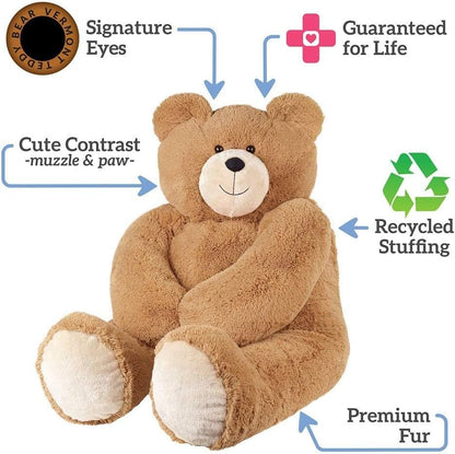 Giant Teddy Bear – 4 FT, 48" Large Plush Toy, Giant Stuffed Animal, Soft Brown Bear Gift for Girlfriend, Wife, Anniversary or Birthday – Crafted in the USA