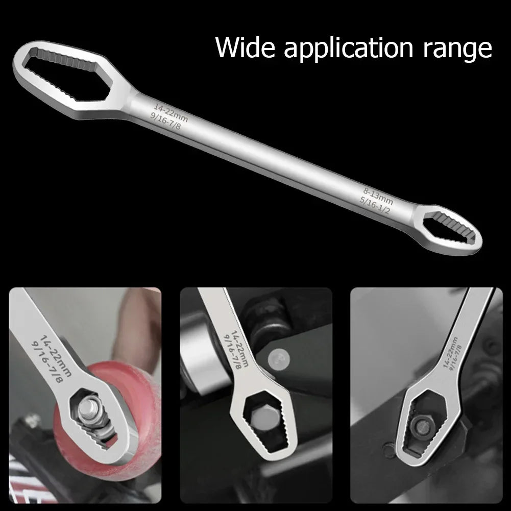 1Pc Universal Double Ended Wrench, Self-Tightening Screw Nuts Repair Wrench, Double-Headed Ratchet Spanner, Adjustable