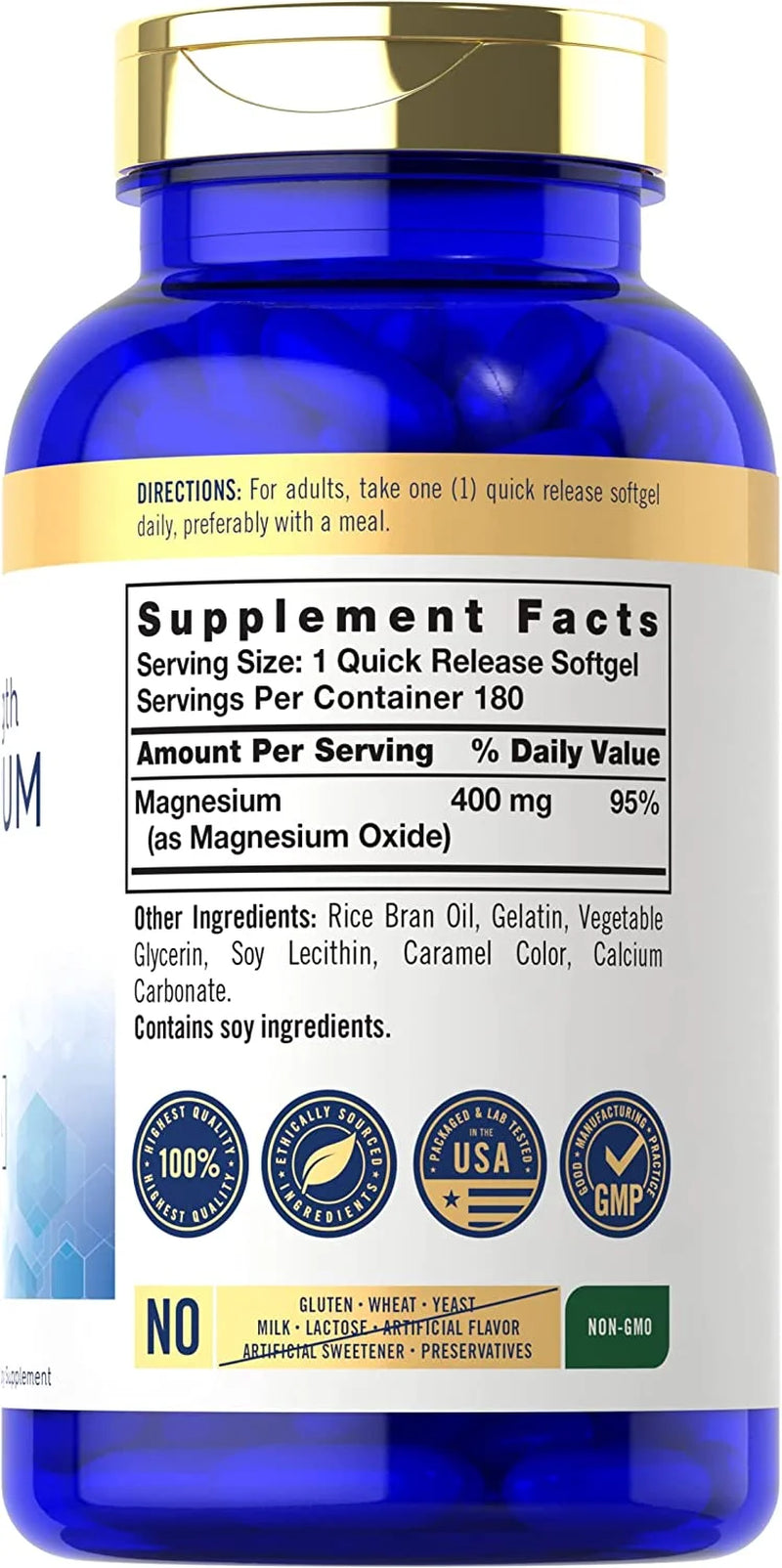 Extra Strength Magnesium | 400 Mg | 180 Softgels | by