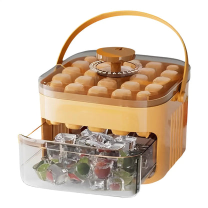 Ice Mold Tray Press Ice Tray Bucket 25-Grid Ice Block Maker Tray Ice Cubes Mold Ice Maker Square Ice Tray Mould with Container