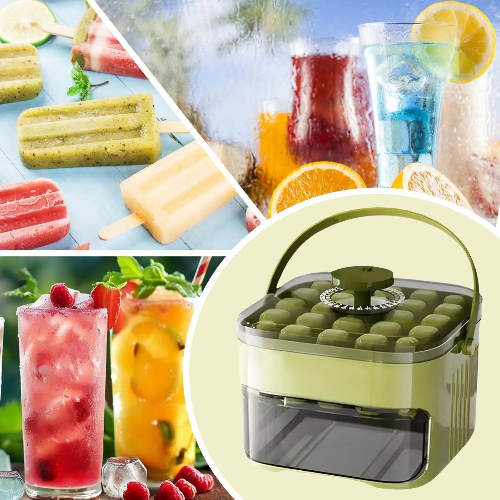 Ice Mold Tray Press Ice Tray Bucket 25-Grid Ice Block Maker Tray Ice Cubes Mold Ice Maker Square Ice Tray Mould with Container