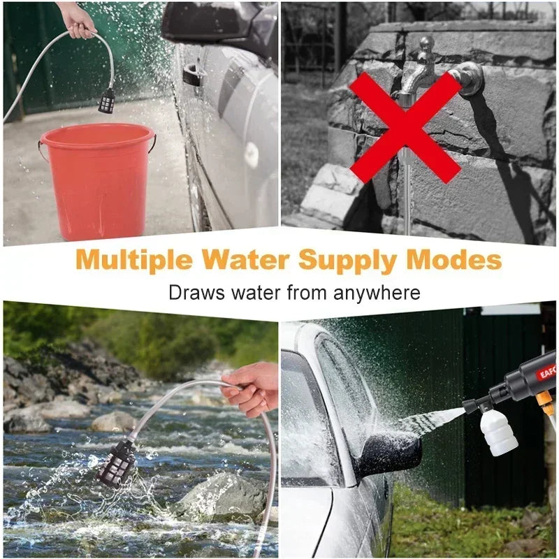 60Bar Electric Cordless High Pressure Car Wash Gun Washer Supplies Foam Generator Spray Cleaner Car Wash Cleaning Machine