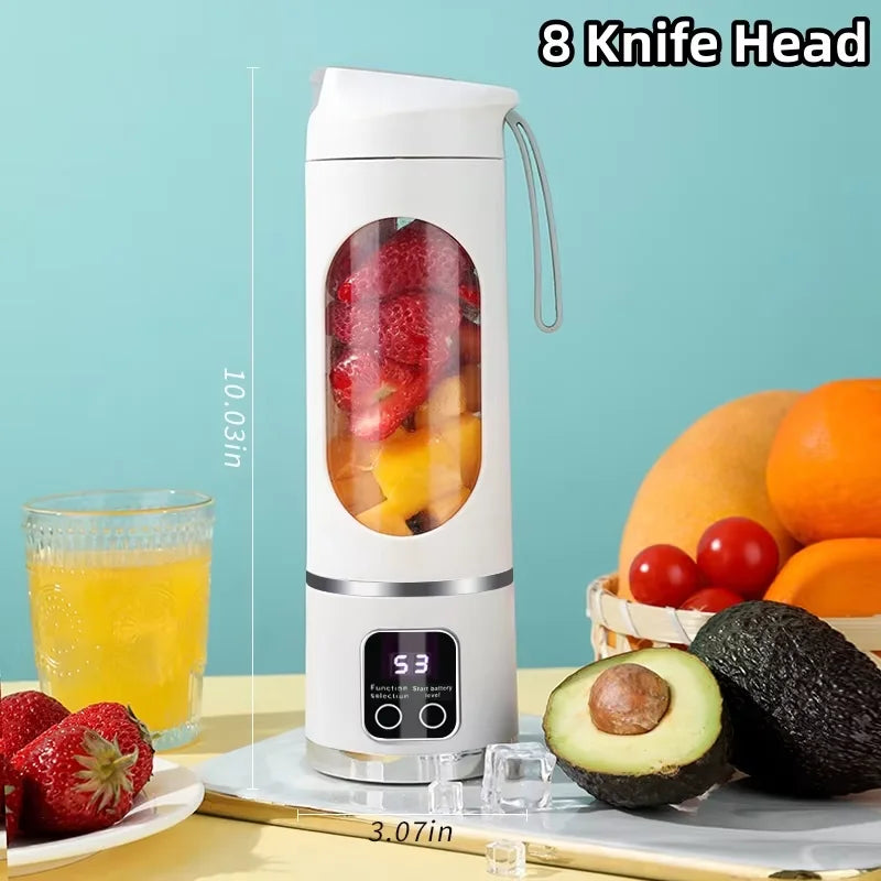 2025 New Household Charging MINI Crushed Ice Electric Juicer Powerful Motor 450ML Large Capacity Digital Display Juice Cup