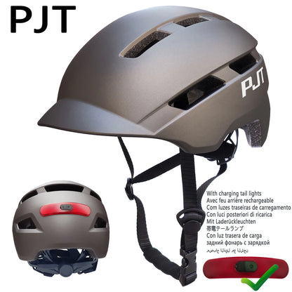 New Cycling Helmet In-Mold Mountain Road USB Rechargeable Tail Light Bicycle Bike Helmet Sports Safe Hat MTB Cycling Helmet