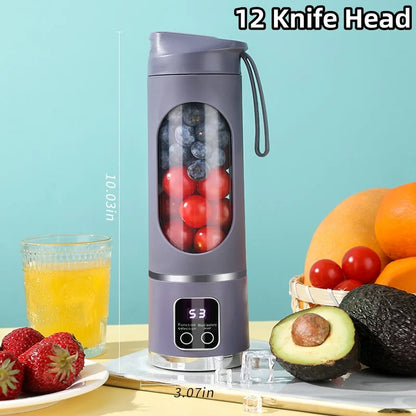 2025 New Household Charging MINI Crushed Ice Electric Juicer Powerful Motor 450ML Large Capacity Digital Display Juice Cup