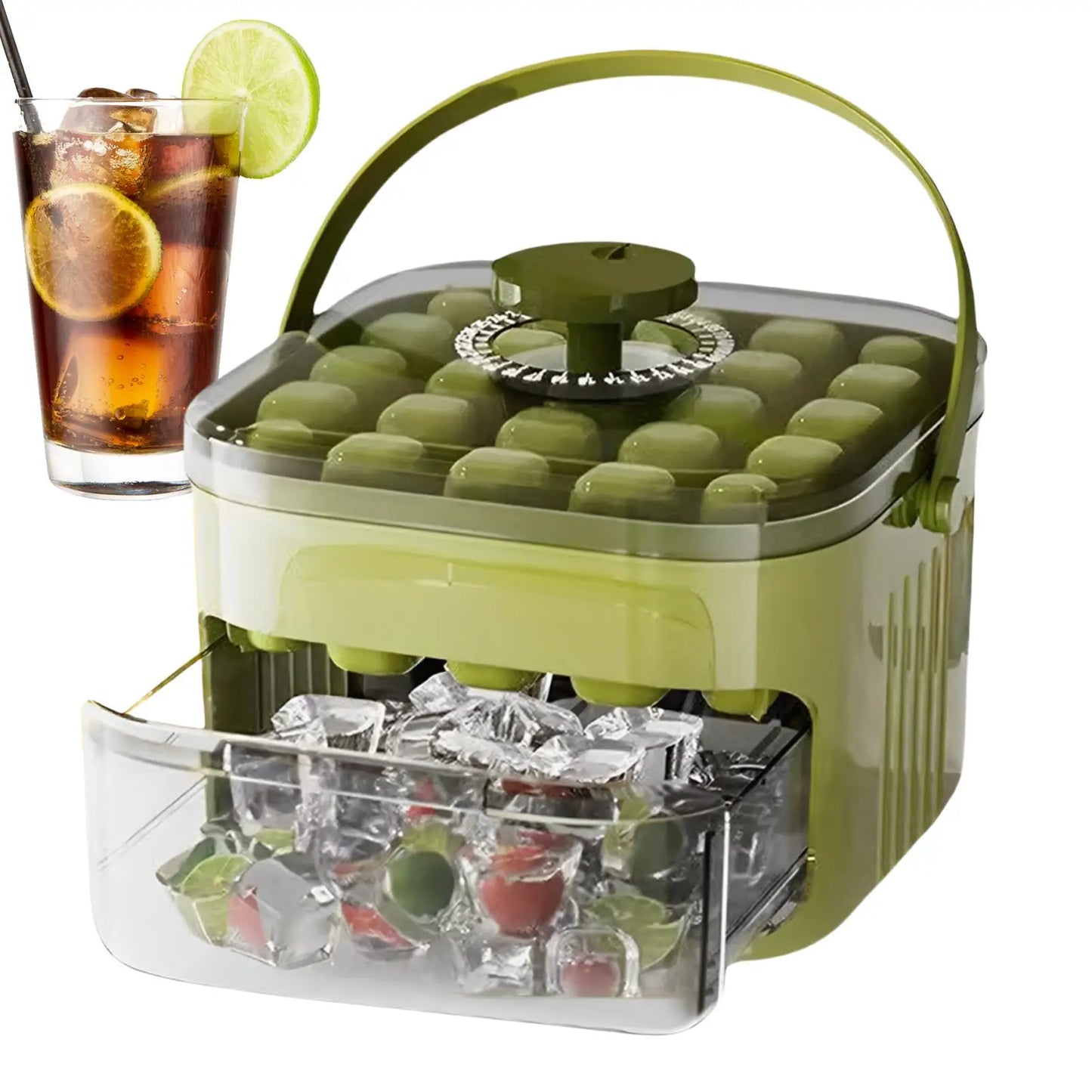 Ice Mold Tray Press Ice Tray Bucket 25-Grid Ice Block Maker Tray Ice Cubes Mold Ice Maker Square Ice Tray Mould with Container