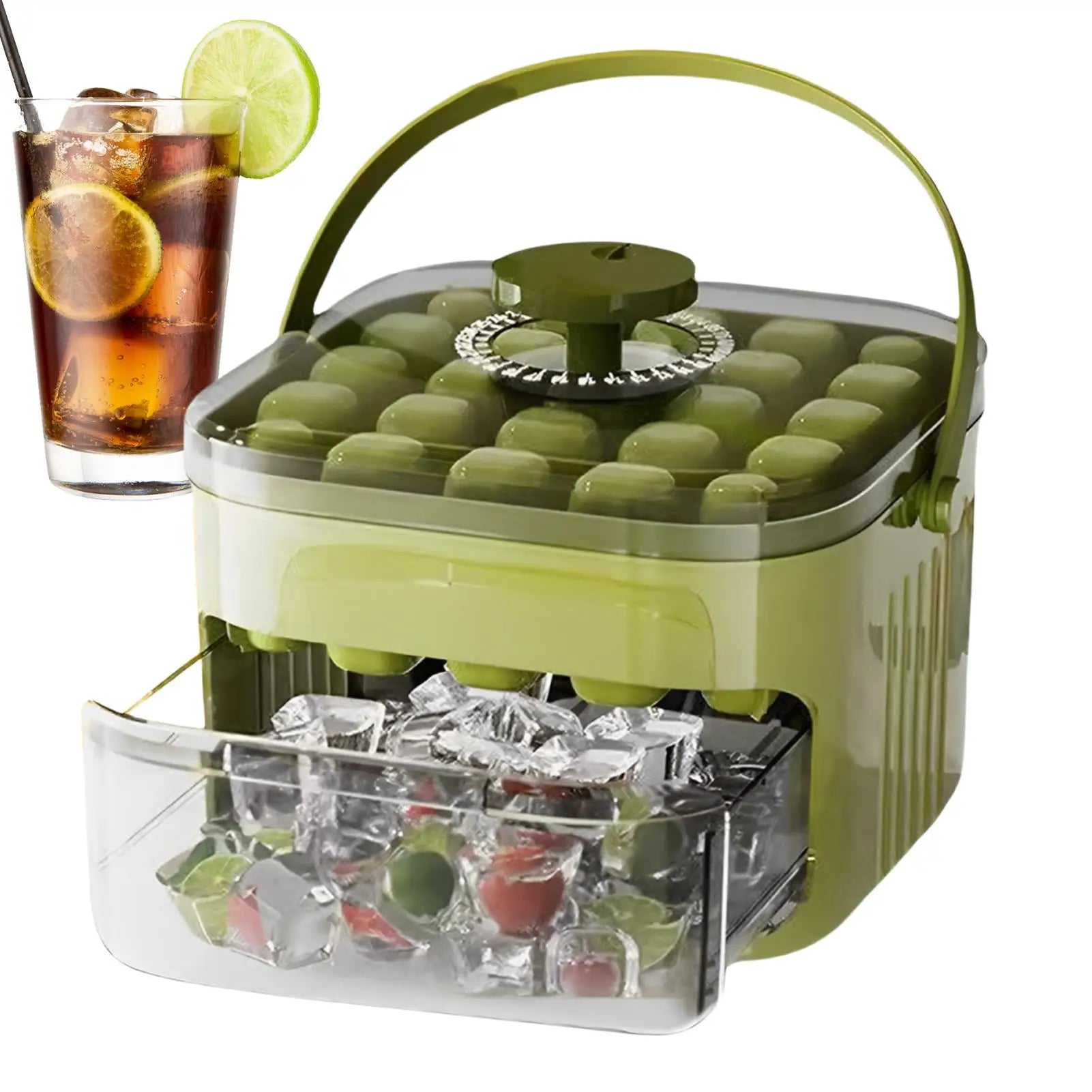 Ice Mold Tray Press Ice Tray Bucket 25-Grid Ice Block Maker Tray Ice Cubes Mold Ice Maker Square Ice Tray Mould with Container