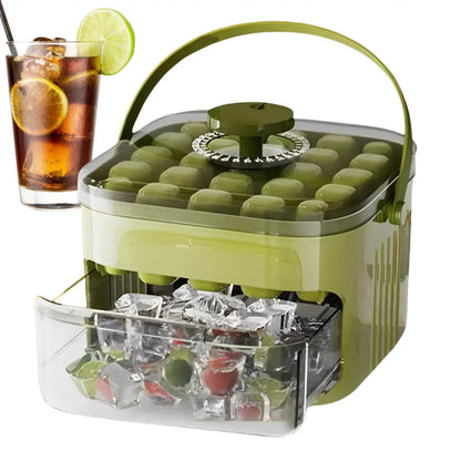 Ice Mold Tray Press Ice Tray Bucket 25-Grid Ice Block Maker Tray Ice Cubes Mold Ice Maker Square Ice Tray Mould with Container