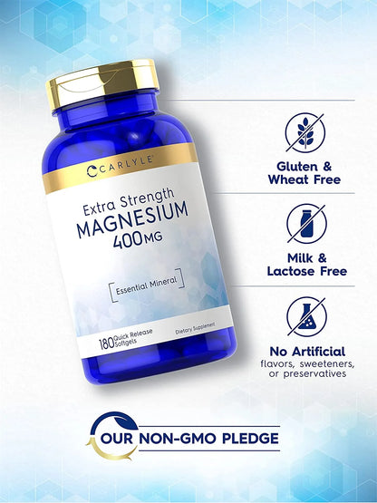 Extra Strength Magnesium | 400 Mg | 180 Softgels | by