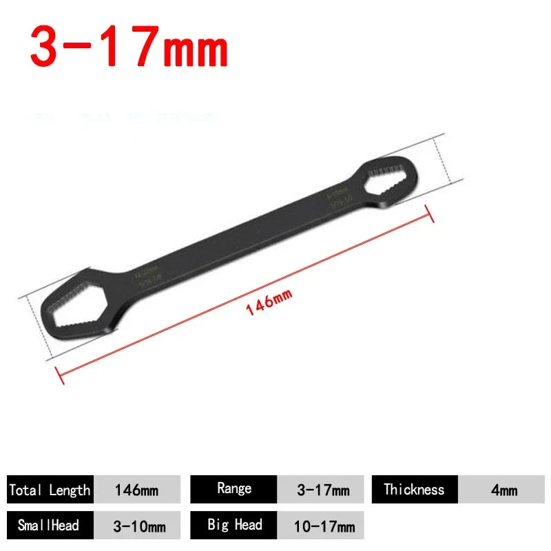 1Pc Universal Double Ended Wrench, Self-Tightening Screw Nuts Repair Wrench, Double-Headed Ratchet Spanner, Adjustable