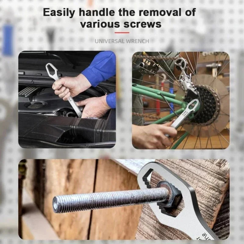 1Pc Universal Double Ended Wrench, Self-Tightening Screw Nuts Repair Wrench, Double-Headed Ratchet Spanner, Adjustable